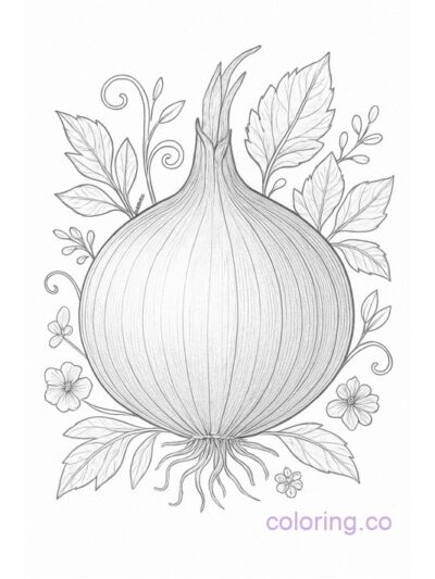 Intricate Onion with Floral Border Coloring Page