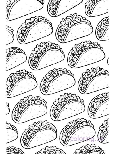 Fun Seamless Taco Pattern Coloring Page