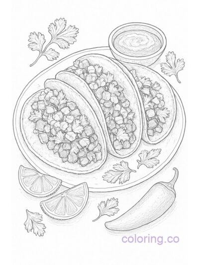 Gourmet Street Taco Coloring Page