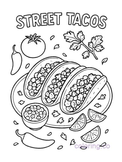 Street Tacos Coloring Page