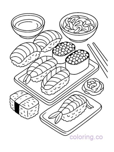 Sushi Meal Coloring Page