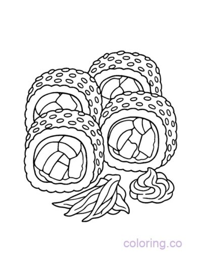 Fun Sushi Roll Coloring Page