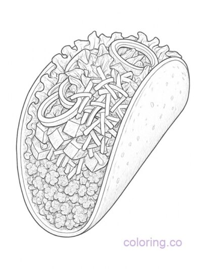 Taco Realistic Coloring Page