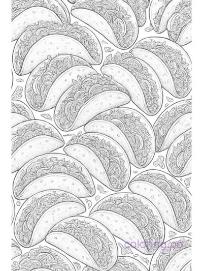 Intricate Taco Pattern Coloring Page