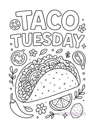 Fun Taco Tuesday Coloring Page