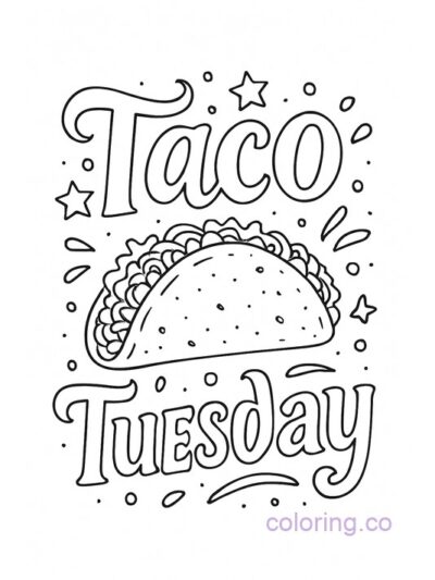 Fun Taco Tuesday Coloring Page