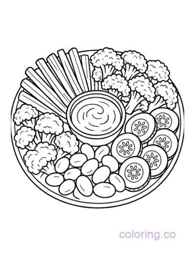 Healthy Veggie Tray Coloring Page