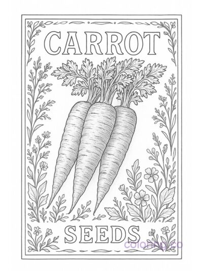 Vintage Carrot Seed Packet Coloring Page