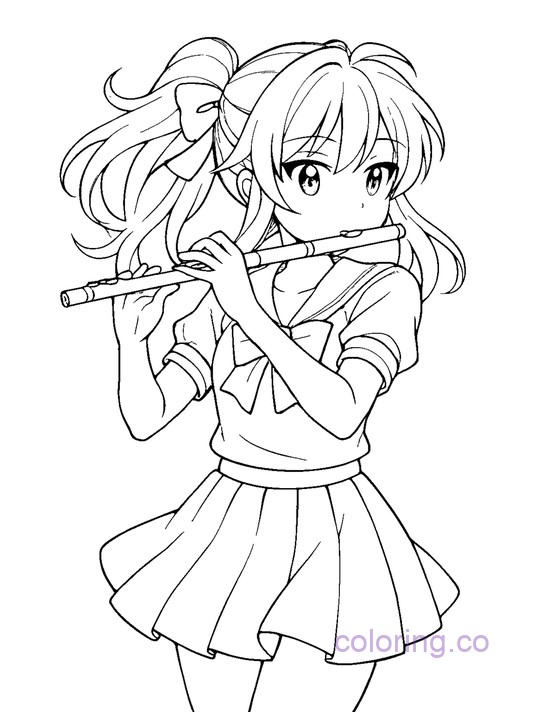 Anime-Inspired Flute Player Teen