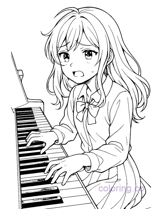 Anime Girl Playing Piano
