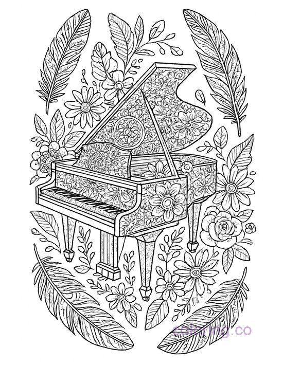 Intricate Boho Floral Grand Piano