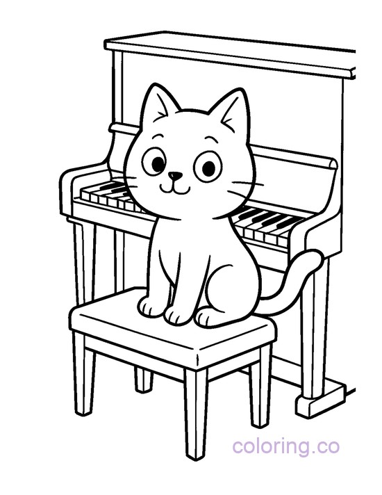 Cute Cat Piano Bench