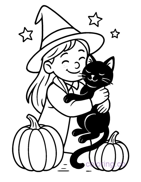 Cute Witch and Cat