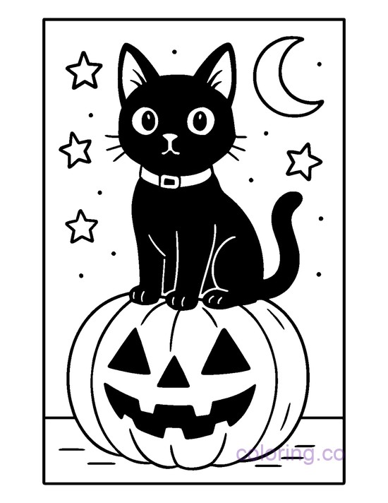 Hocus Pocus Black Cat on Pumpkin