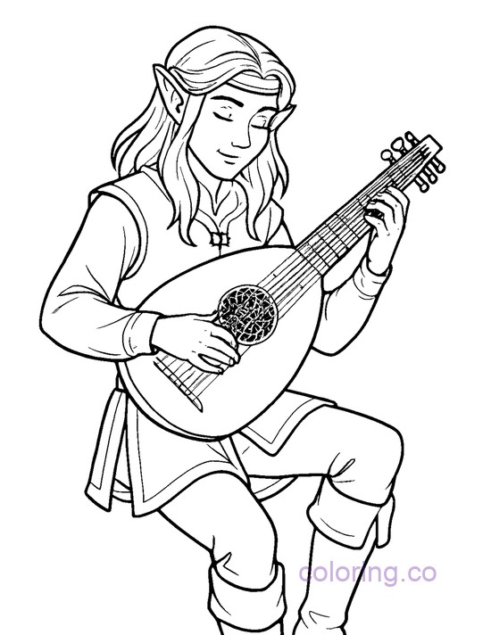 Fantasy Elf Playing Guitar