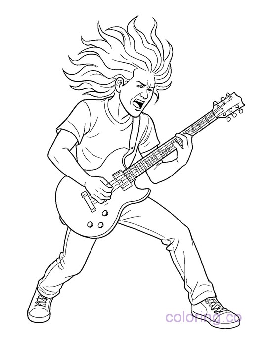 Teen Guitarist Mid Solo Action