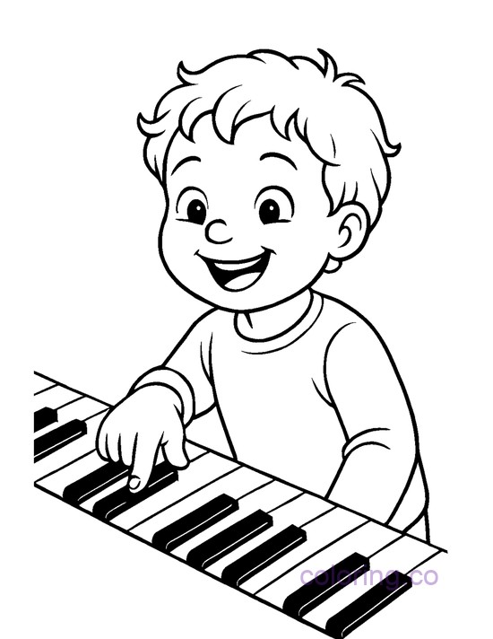Joyful Child Playing Piano
