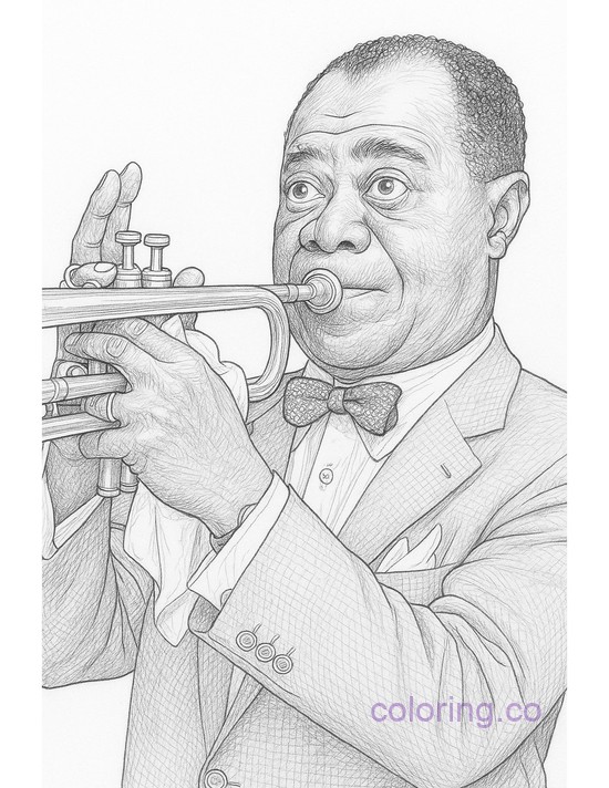Louis Armstrong Closeup Playing Trumpet