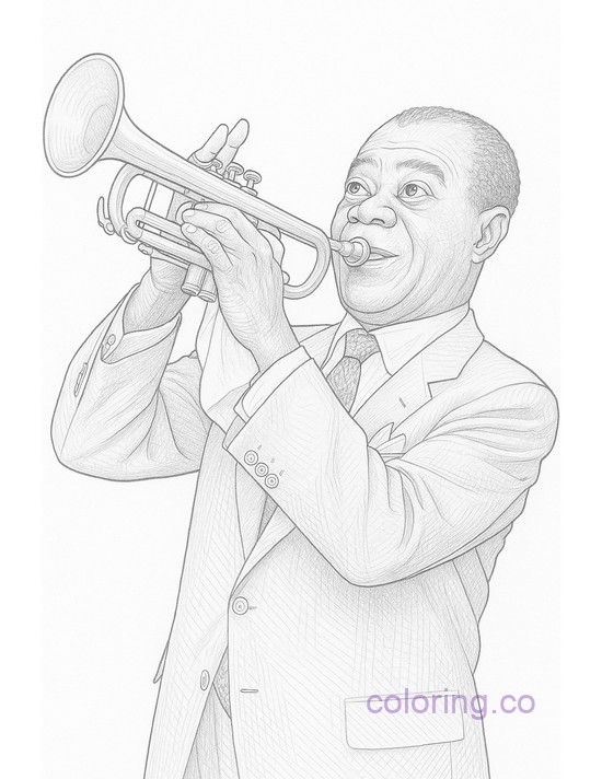 Louis Armstrong Playing Trumpet