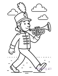 Marching Band Trumpet Player Coloring Page