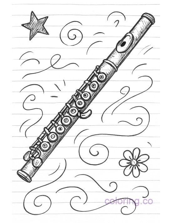 Musical Flute Doodle sketch coloring page