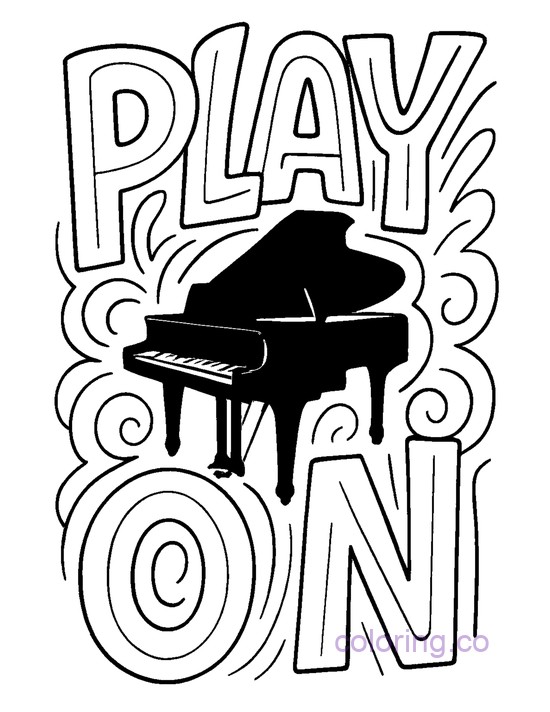 Play Piano Silhouette Word Art