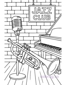 Jazz Club Trumpet Coloring Page