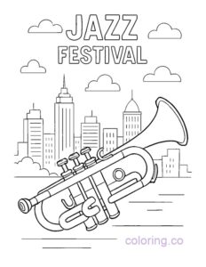 Jazz Festival Trumpet Coloring Page