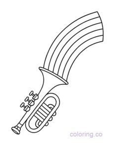 Trumpet and Rainbow Coloring Page