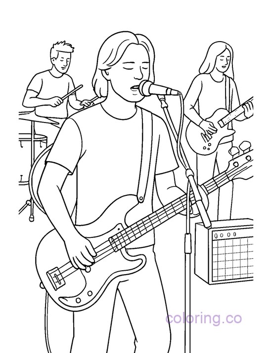 Teen Band Leader Playing Bass Guitar