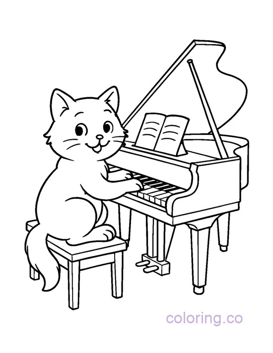 Charming Cat Playing Piano