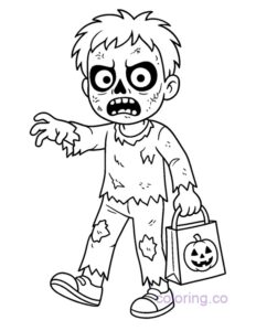kid dressed in a zombie costume for halloween