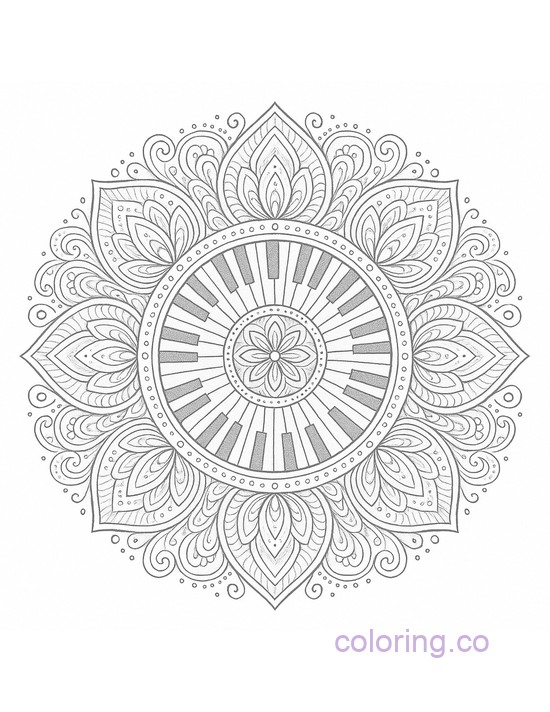 Intricate Mandala Piano Keys