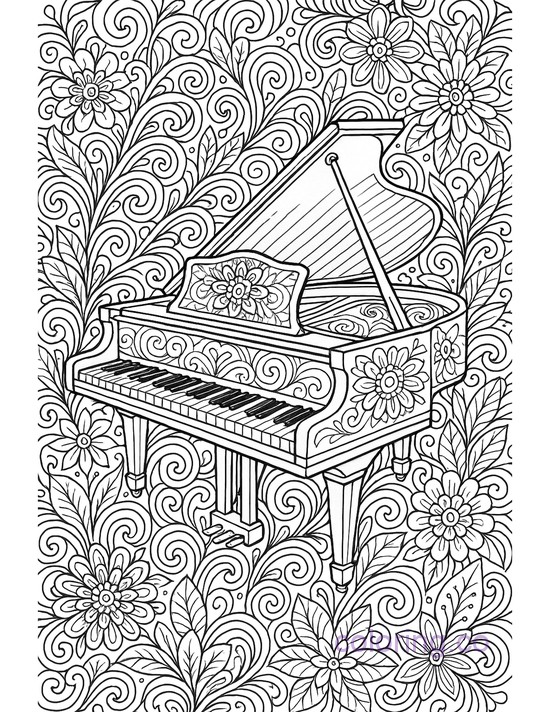 Intricate Piano Floral