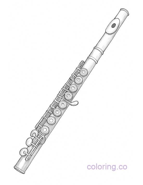 Detailed Realistic Flute coloring page