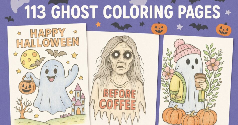 variety of ghost coloring pages for all ages
