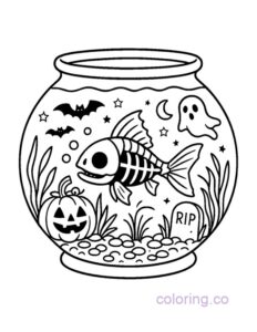 goldfish skeleton halloween fishbowl