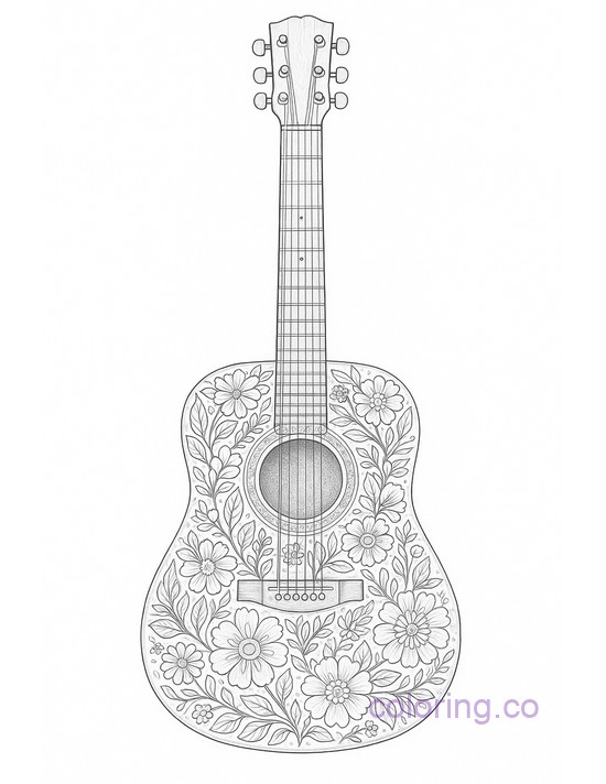 Intricate Floral Guitar