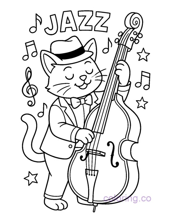 Jazzy Cat Playing Bass Guitar