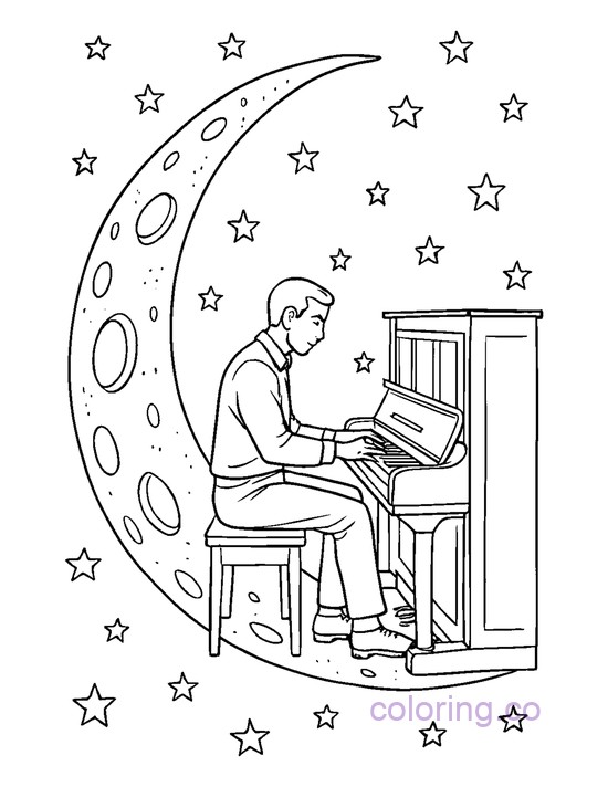 Man Playing Piano Moon