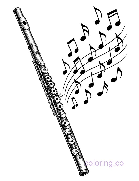 Realistic Flute Musical Notes