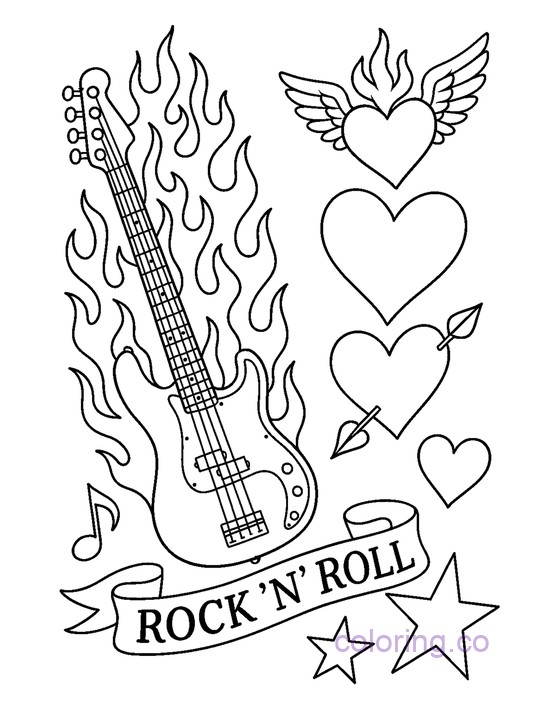 Rock 'n' Roll Bass Guitar Tattoo