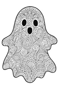 detailed zentangle ghost coloring page