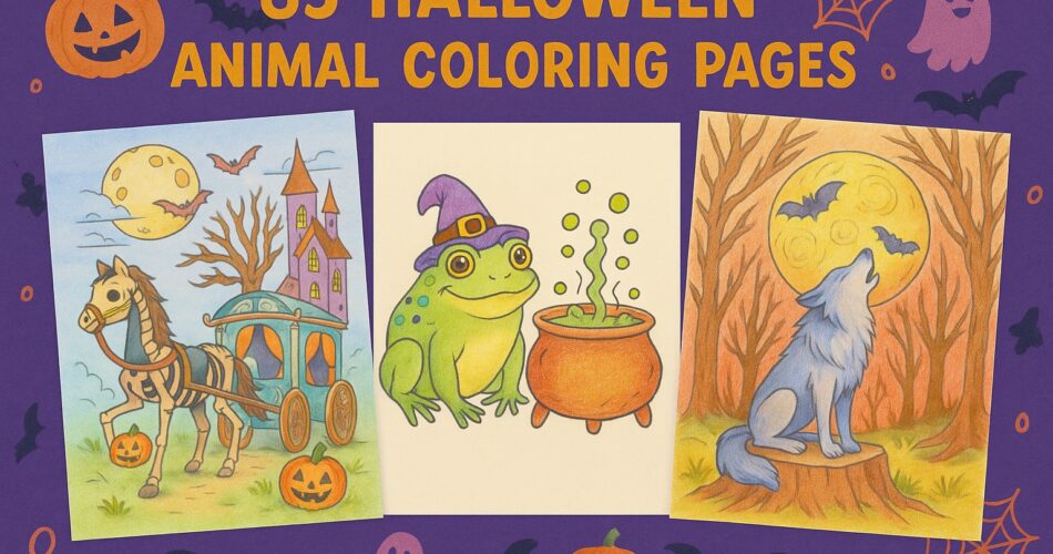 83 animal themed Halloween coloring pages