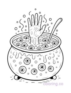Eyeball punch bowl halloween coloring page