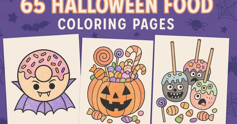 65 free Halloween themed food and treat coloring pages