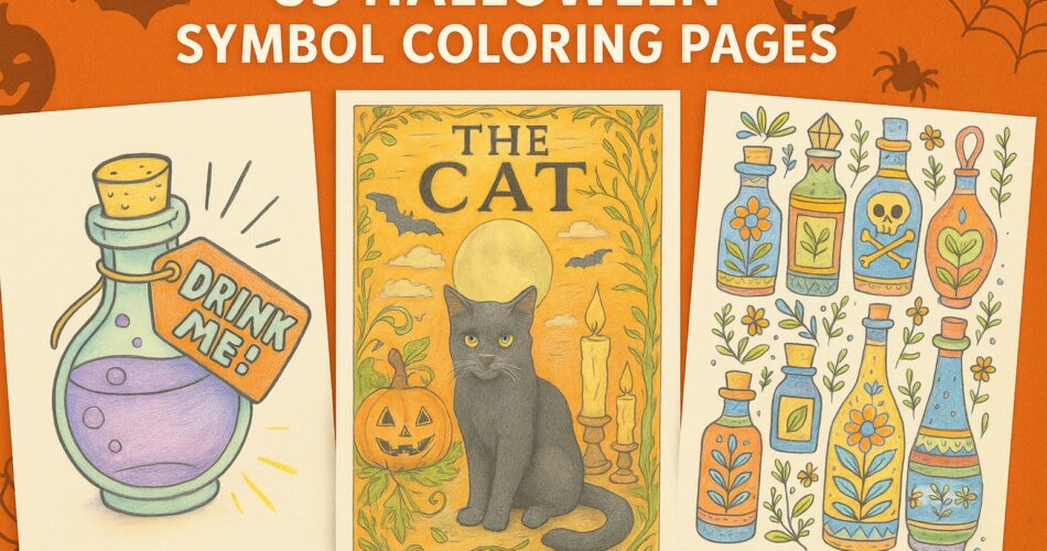 89 Halloween themed symbol and object coloring pages free to download and print