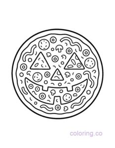 jack-o'-Lantern themed pizza coloring page