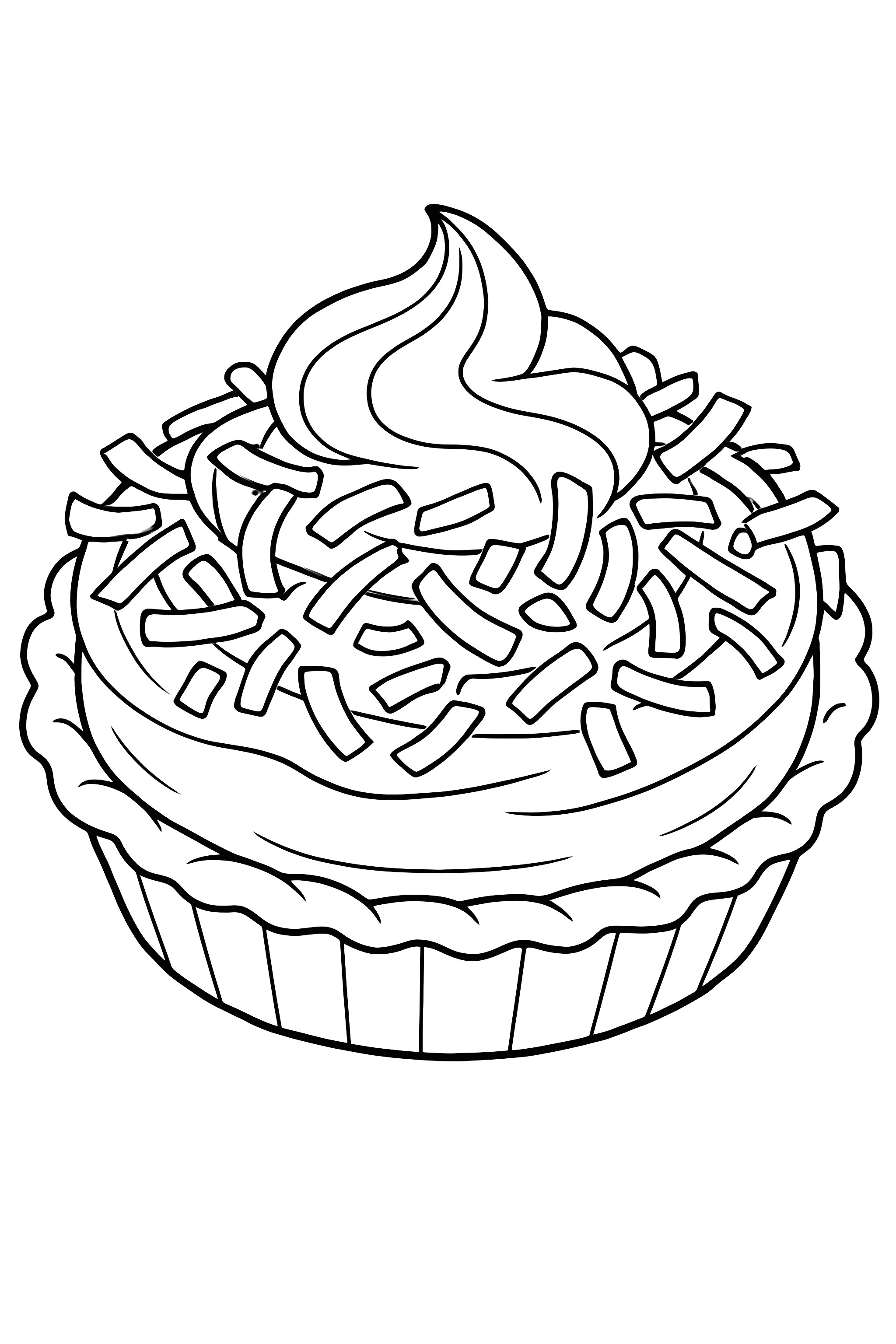 Coloring page of a coconut cream pie topped with thick coconut flakes and a swirl of whipped cream