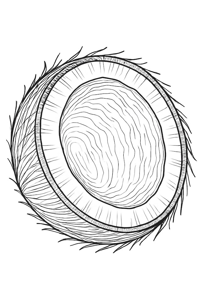 Coconut sliced in half showcasing detailed inner texture and fibrous shell
